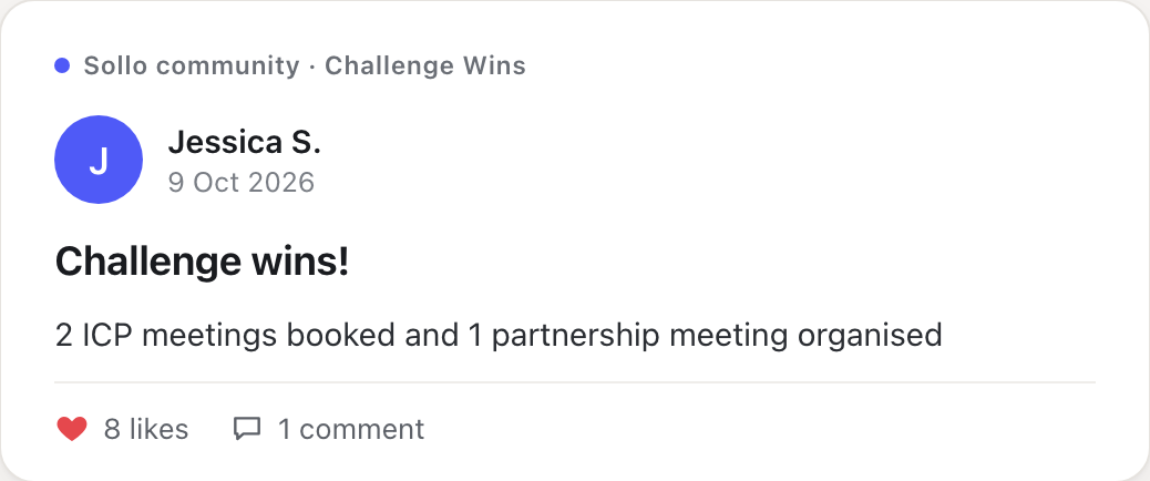 Jessica S., 9 Oct: two ideal-client meetings booked and a partnership meeting organised
